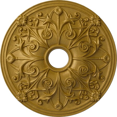 Ekena Millwork Jamie Ceiling Medallion (Fits Canopies up to 3 7/8"), 23 5/8"OD x 3 7/8"ID x 2 1/8"P, Pharaohs Gold CM23JAPGS